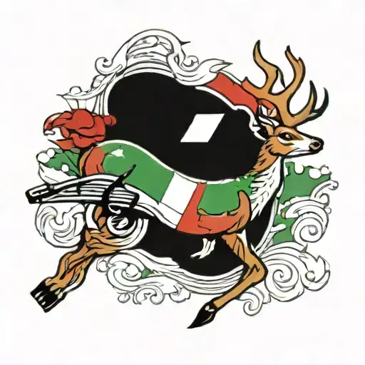 The Italian Flag With A Deer And A Bass Fish