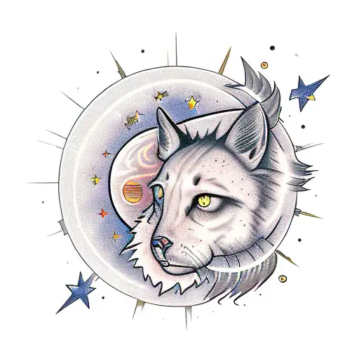 A Moon And A Sun And Around Them Stars