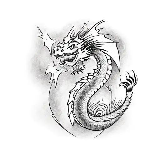 A Majestic Dragon Intertwined With Paintbrushes And Pencils