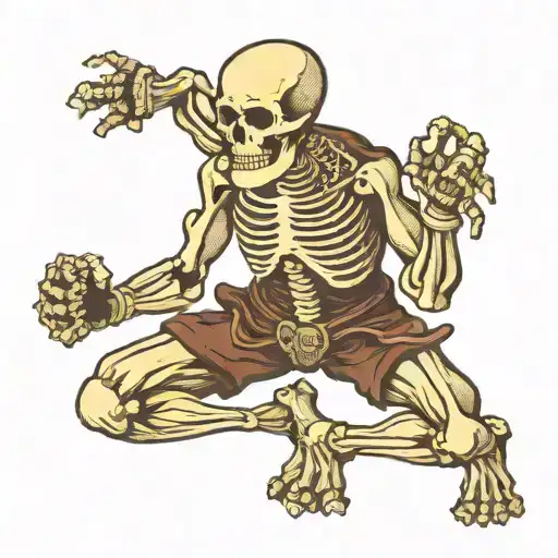 Skeleton In Orthodox Fighting Stance With Mma Gloves On