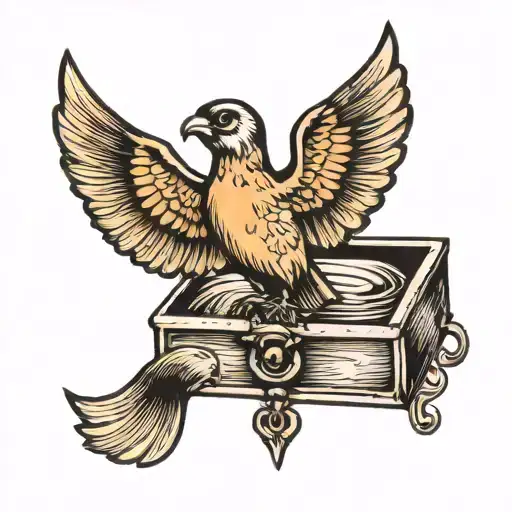 Bird Flying High To The Sea In A Square Box