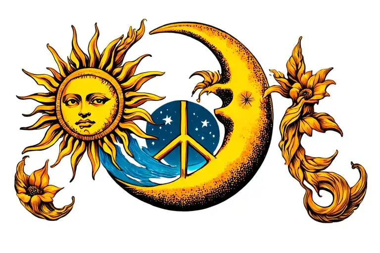 Sun And Moon And Peace Symbol