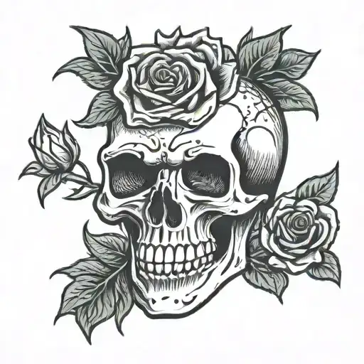 Skull With A Rose In Its Teeth