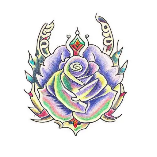 A Traditional Dagger Adorned With Colorful Flowers