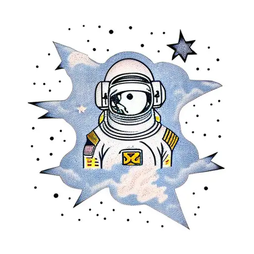 Upside Down Astronaut Floating In Space And Stars Scattered Around