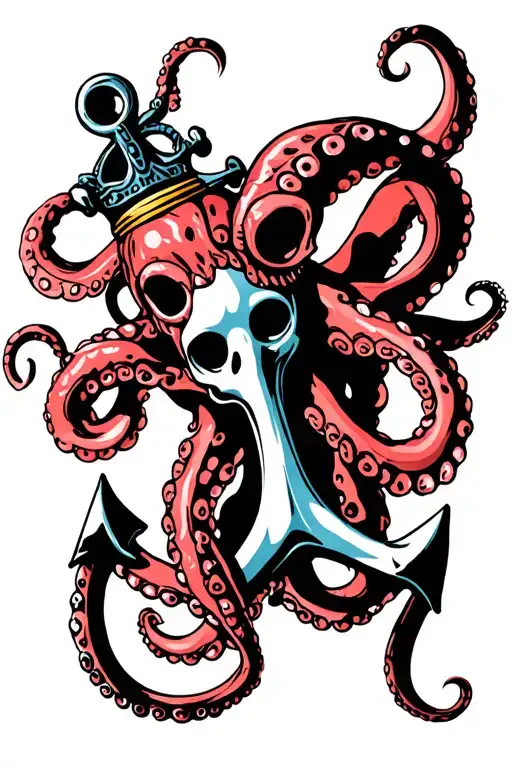 Octopus And Anchor Intertwined