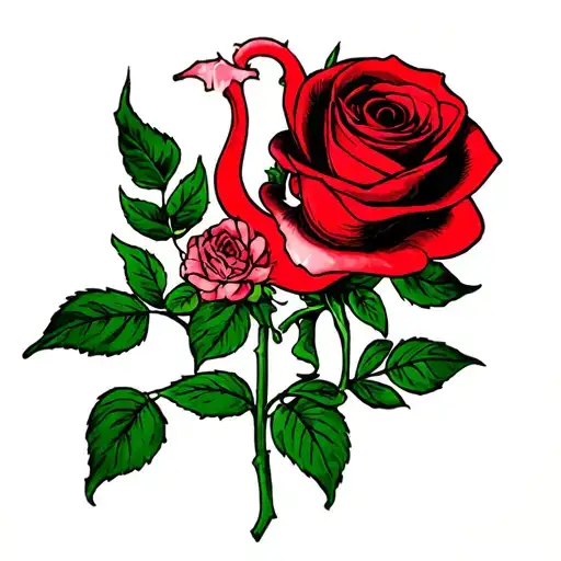 Demon Getting Strangled By A Flower Stem Rose