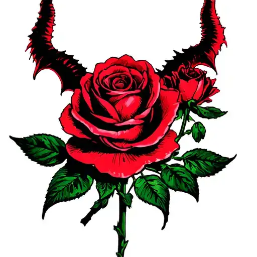 Demon Getting Strangled By A Flower Stem Rose