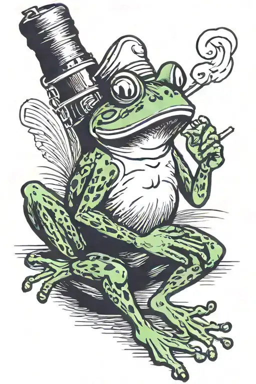 Sailor Jerry Style Frog Smoking