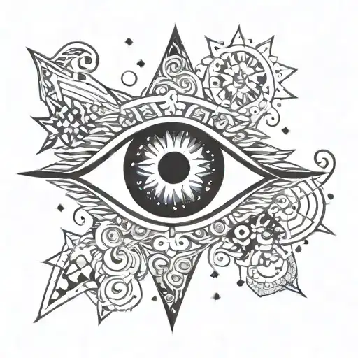 Evil Eye In Galaxy Filled With Stars