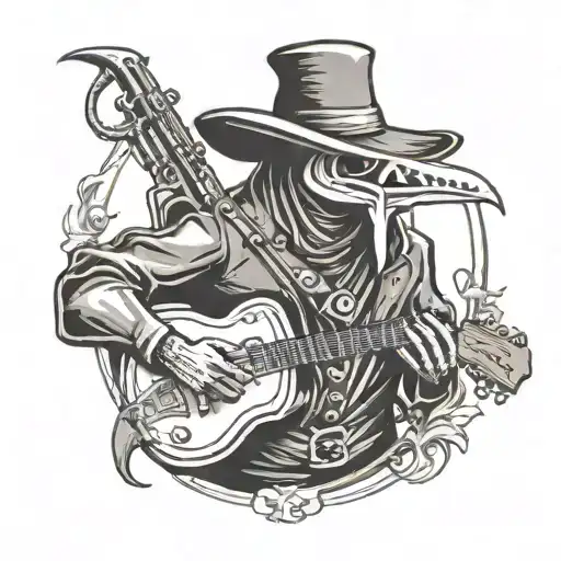 Plague Doctor Carrying A Guitar