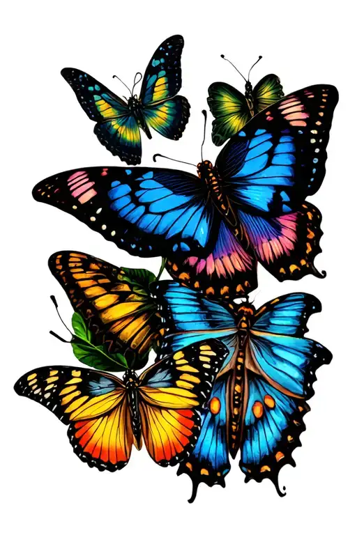 Nine Butterflies Each A Different Species