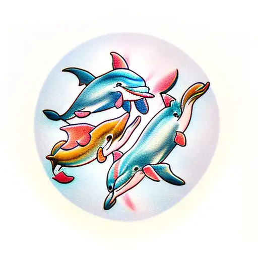 Three Dolphins In A Circle