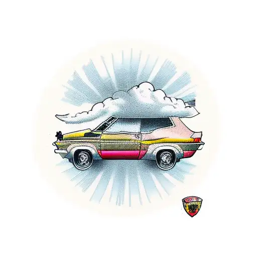 Hatchback Car Driving Away Dust Behind