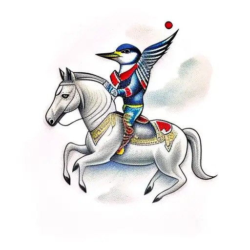 Woodpecker Riding A Horse