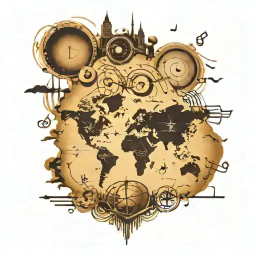 A Map Of The World With Music Notes Marking Favorite Travel Destinations