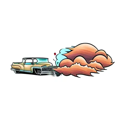 Wood Paneling Hatchback Dust Cloud Behind