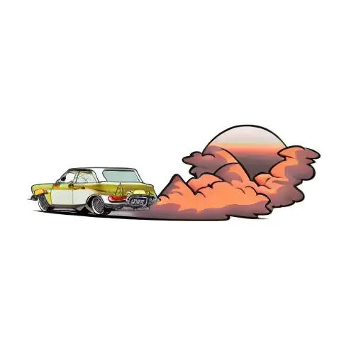 Hatchback Sedan Ford Pinto Dust Cloud Behind