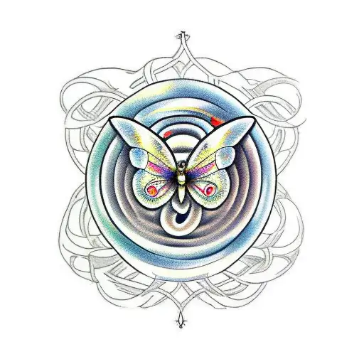 Butterfly With Medusa Looking Pattern And Snakes Coming Above And Below