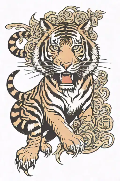 Asian Tiger With Chinese Characters