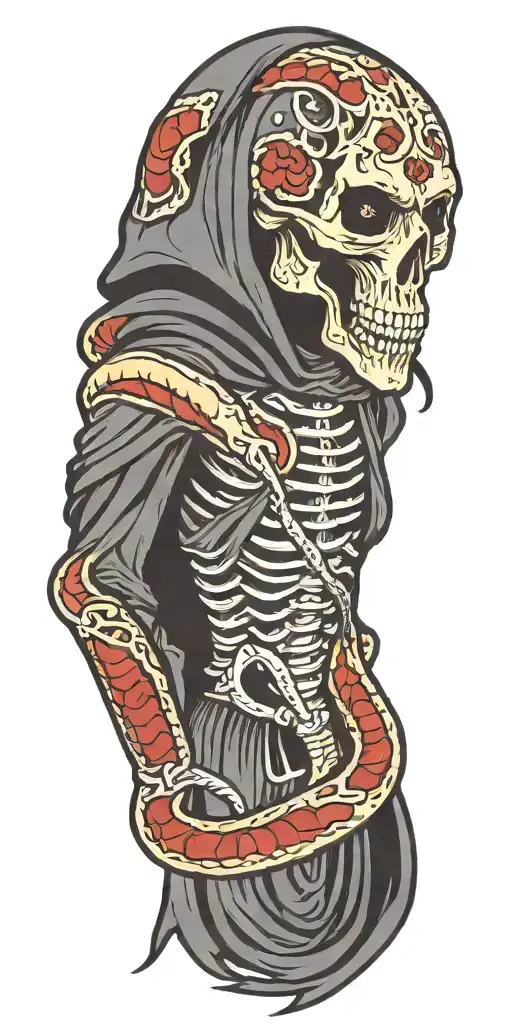 Scary Grim Reaper With Snake Heads