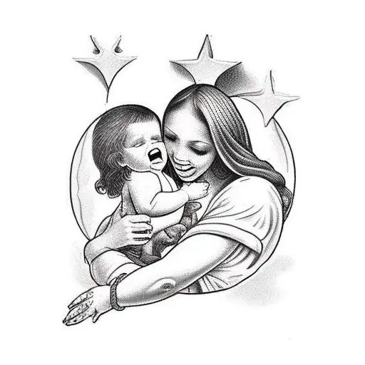 Jesus Baby And Grown Jesus Being Held By His Mother