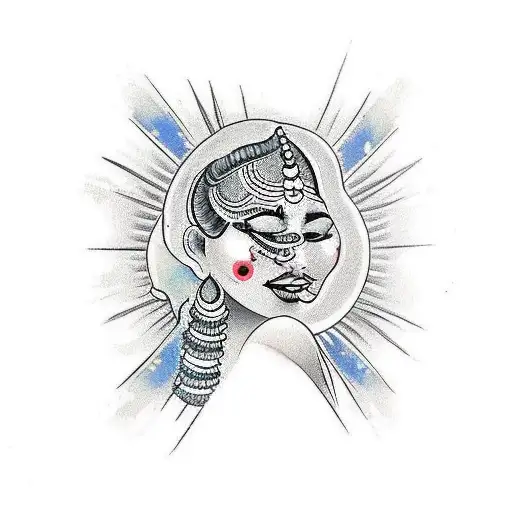 East Indian Woman With Henna On Hand Three Quarters Face