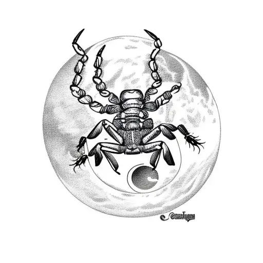 Scorpion On Hill With Moon Above