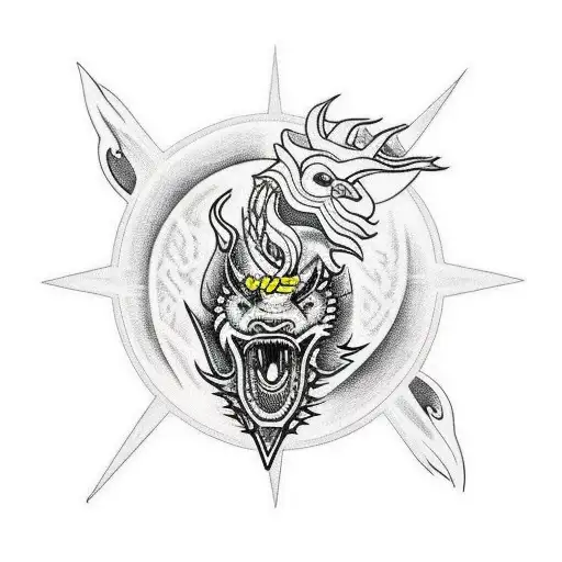 Norse Dragon With Norse Sun