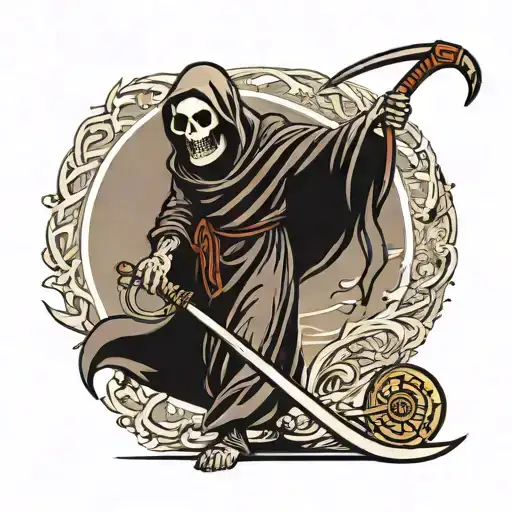 Grim Reaper Holding A Scythe
