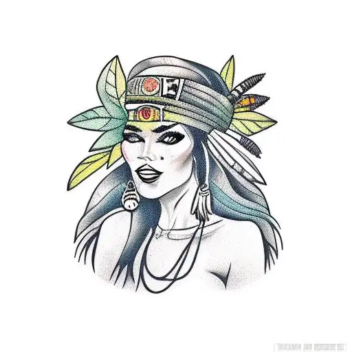 Brazilian Tribe Lady Portrait With The Amazonian Jungle As A Background