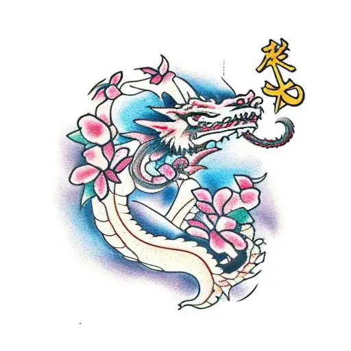 Dragon With Cherry Blossoms