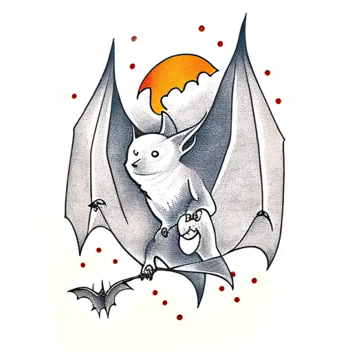 A Bat Whit A Full Moonin The Back