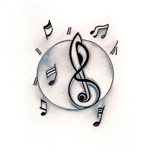 Treble Clef With Piano Keys And Music Notes