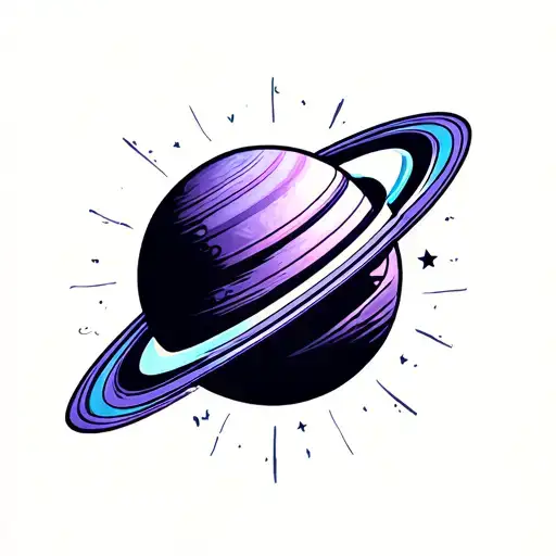 Saturn Planet What Is Acutela Style In Violet And Turquoise Colors