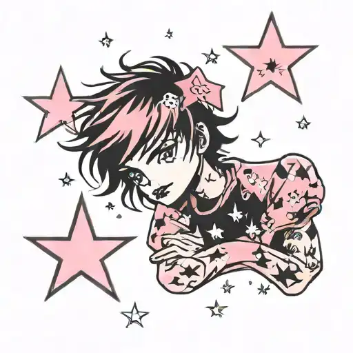 Emo Boy With Y2k Stars Pink And Black
