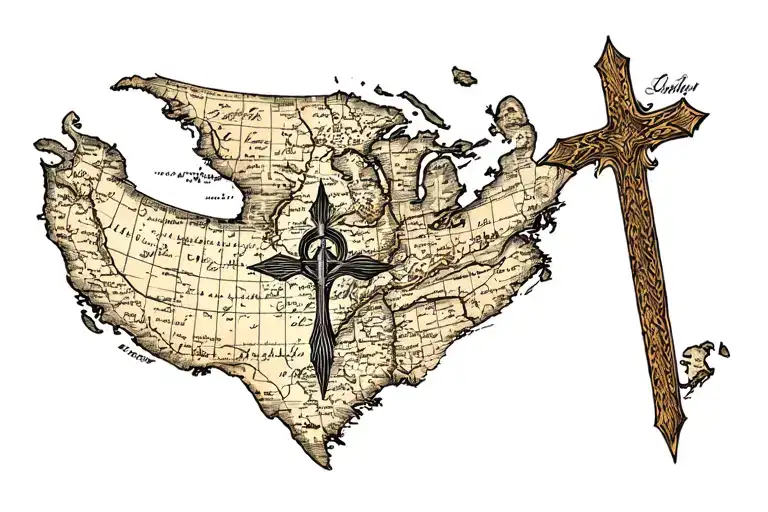 Cross And Nautical Map