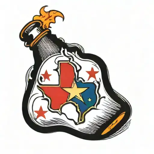 Draw Me A Torch With A Flame And The Handle Of The Torch Is Colored Like The Texas Flag