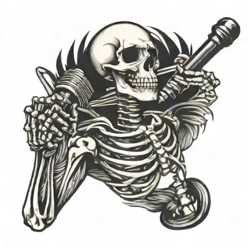 Skeleton Holding Microphone