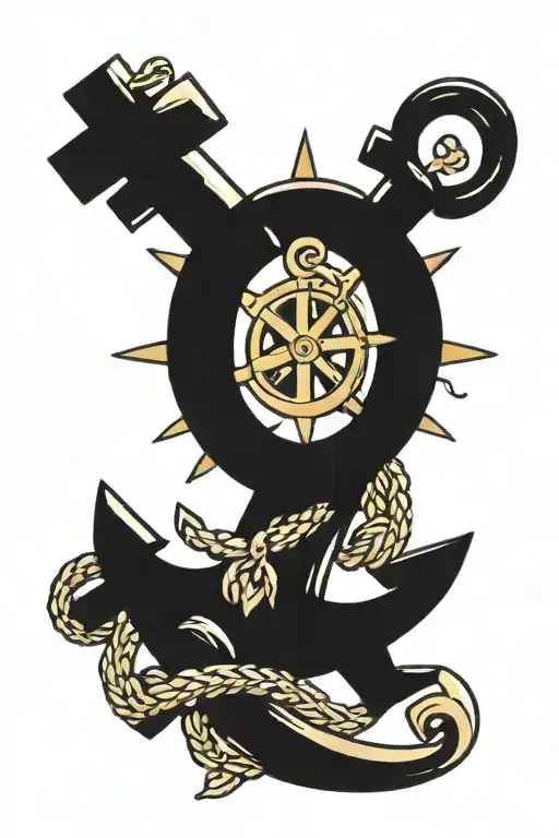 Anchor And Wheel Intertwined