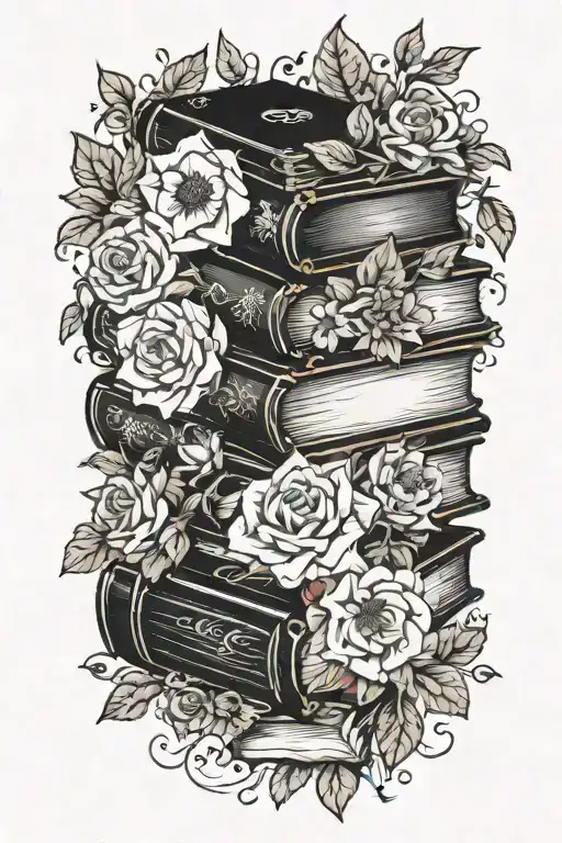 A Stack Of Books With Intricate Floral Details And A Hidden Message Of Love