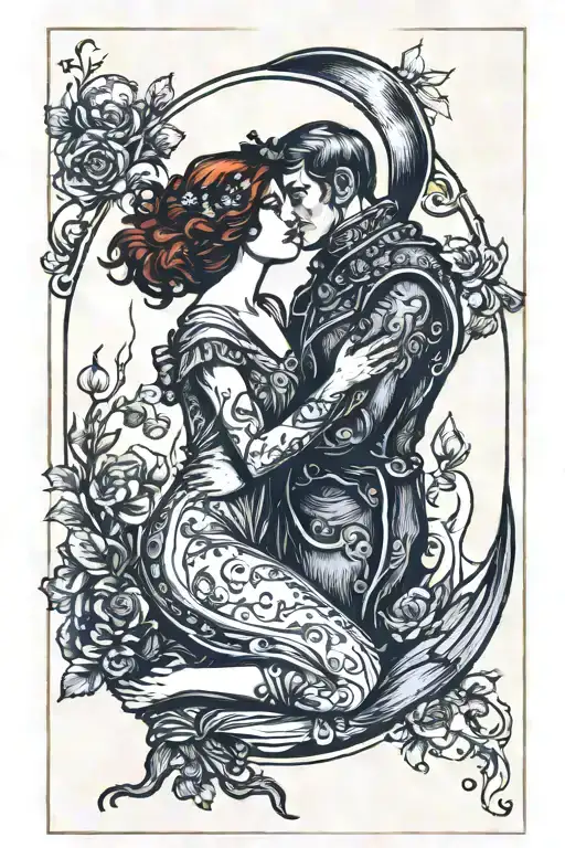 Tarot Card Of The Lovers Kissing