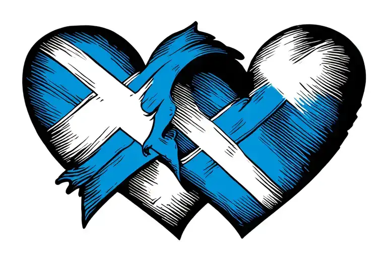 Scottish Flag Intertwined Hearts