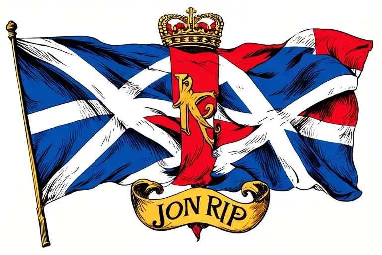 Scottish Flag Intertwined With The John Rip
