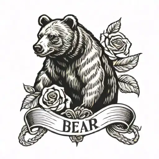 Bear With Roses And Text Rope Attached