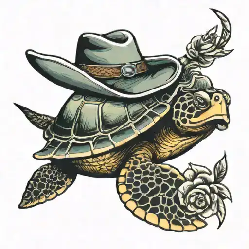 Sea Turtle Wearing A Cowboy Hat