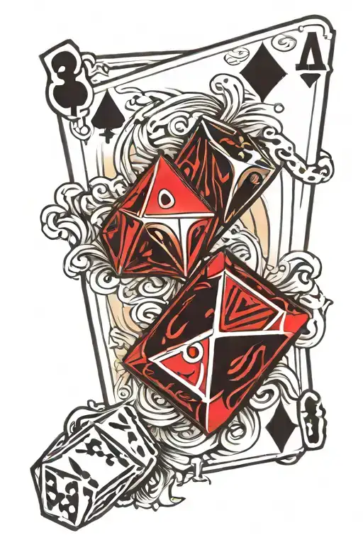 Cards And Dice With 3 Diamonds