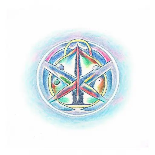 A Minimalist Tattoo Of A Kabbalistic Tree Of Life Merging With A Cosmic Nebula