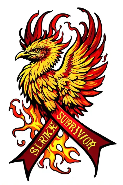 Stroke Survivor Ribbon Phoenix Rising From Flames