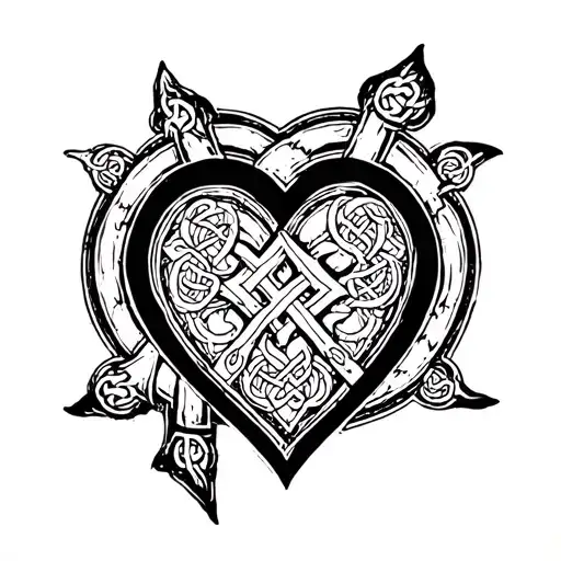 Celtic Cross And Heart Shape